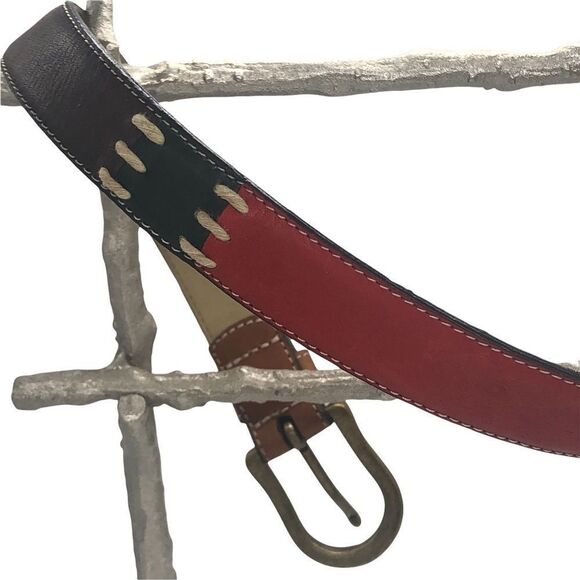 Dockers Leather Belt Contemporary Red, Blue, Tan and Saddle Brown Belt - Picture 2 of 11